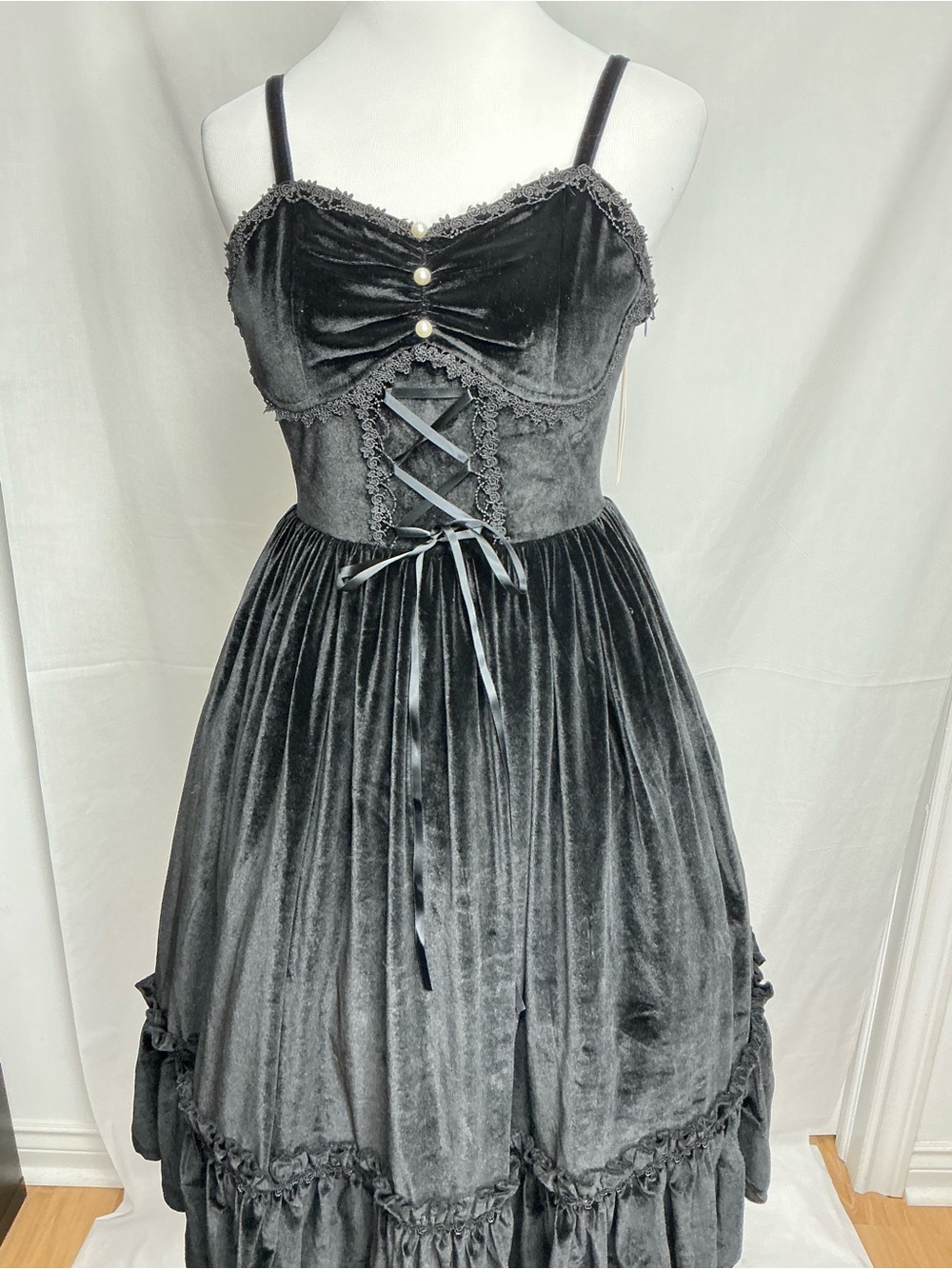 2199 - Lolita Black Velvet Strapless Lace-Up  (Crinoline Not included).